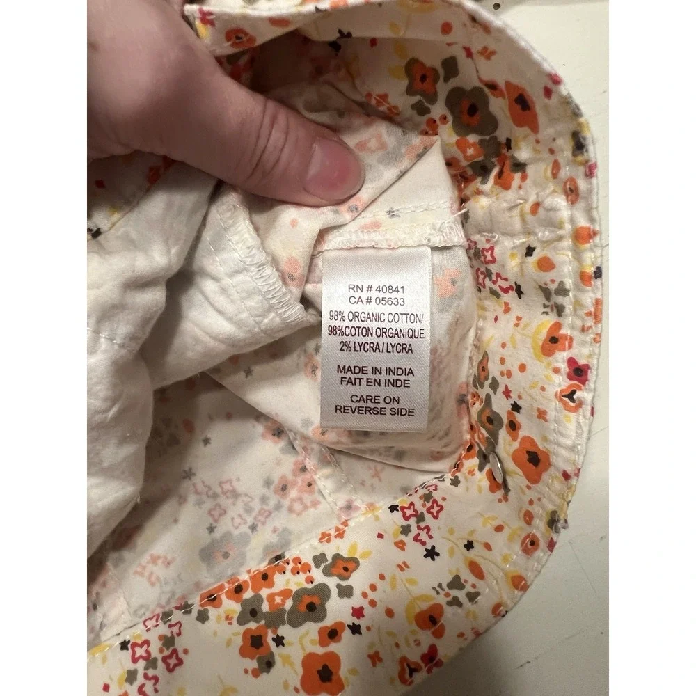 Aventura Womens M‎ Organic Cotton Fall Floral Trucker Jacket Orange Brown